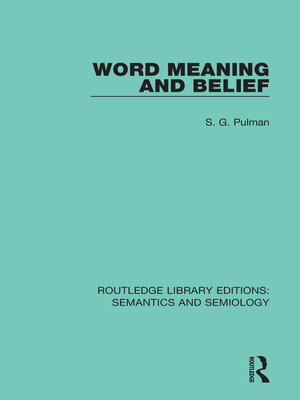 cover image of Word Meaning and Belief